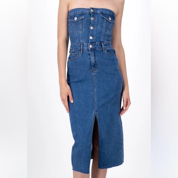 Sincerly Jules Dresses & Skirts - Sincerely Jules Dress Denim Tube Top Midi Dress